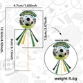 Size chart for 6pcs soccer cake toppers with double-sided printing and dimensions - Flying Soccer Slogan Style
