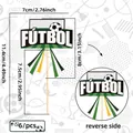 6-pack of soccer cake toppers featuring white FÚTBOL text and ball graphics for fans - Soccer Letters Style
