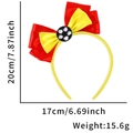 Serre-tête de foot avec nœud rouge et jaune et détail ballon, dimensions 20x17cm - Serre-Tête Football Nœud Jaune Rouge