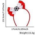 Soccer headband with red and white bow featuring dimensions 19.5x17cm and 15.6g weight - White Red Bow Football Headband