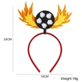 Soccer ball headband with yellow flame design and red fabric wrap for fans - Flaming Soccer Style