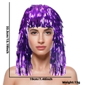 Shiny purple PET tinsel party wig headpiece, 33.5cm length for festive party celebrations - One Size / Bright Purple