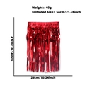 Falda de flecos roja metálica para disfraces de animadora y decoración de fiesta Hawái - 40CM / Rojo Brillante