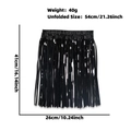 Shiny black tassel grass skirt for cheerleading and parties with elastic waistband - 40cm Tinsel Skirt / Shiny Black