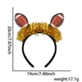 Super Bowl football headband with gold tinsel and dimensions of 20cm by 19cm - Football Tinsel Tassel Headband