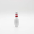 Portachiavi mini palla da bowling bianca con due strisce rosse e foro per anello - Accessorio da Bowling