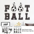 Football wall sticker detail showing letters and soccer silhouettes for room decoration - World Cup Football Sticker (With Adhesive) / 30cm*20cm*2 Sheets(ZQ2626)