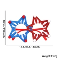 Star-shaped patriotic party glasses with blue red glitter and fuzzy pom-poms for fans - Blue White Red Star Style