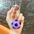 Purple football keychain pendant with silver metal ring for sports fans and bags - Purple