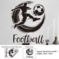 Pegatina de pared silueta de futbolista negro dinámico con letras de arte, de 29x36cm - Hoja Individual / Negro (ZQ2634)