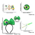 Set de supporter du Brésil avec bandeau drapeau, badge, tatouage et sifflet de fête - Accessoire Supporter Brésil (Style Broche)