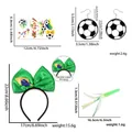 Set de supporter Brésil avec serre-tête nœud, boucles d'oreilles et autocollants - Accessoire Supporter Brésil (Style Boucle d'Oreille)