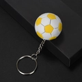 Portachiavi mini pallone da calcio giallo e bianco con catena in metallo e anello argento - Calcio Opaco Giallo Bianco (3.6CM)