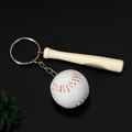 3D baseball and wooden bat keychain sports themed bag charm accessory on black background - Baseball with Bat Style