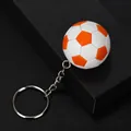 Soccer ball keychain in orange and white textured PU leather with metal ring - Matte Orange White Football (3.6CM)
