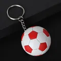 Classic red and white football keychain with PU leather texture and polished metal ring - Matte Red White Football (4.6CM)