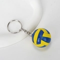 Miniature blue and yellow striped volleyball keychain with durable silver metal ring - Yellow Blue Volleyball