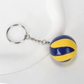 Blue and yellow volleyball keychain with silver metal ring for bags and sports gifts - Spiral Yellow Blue Volleyball