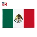 Bandera de México 90x150cm con escudo nacional y ojales de latón para colgar - México