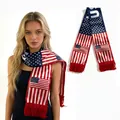 USA flag themed satin scarf with red tassels, perfect for sports fans and celebrations - United States