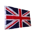 Polyester Union Jack UK flag 90x150cm with flagpole sleeve on a white background - United Kingdom Flag - White Border With Straps
