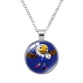 Silver necklace with round glass pendant featuring a cartoon eagle soccer player - Cartoon Soccer Eagle (62636901) / 25mm / Silver