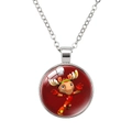 Silver pendant necklace with cartoon elk soccer player graphic on a red background - Cartoon Reindeer Soccer Player (62636903) / 25mm / Silver