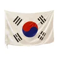 Detalle de la bandera de Corea del Sur con cuerdas, hecha de tela de poliéster ligero - Estilo coreano