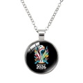 2026 World Cup mascot trophy pattern pendant necklace in silver finish with glass dome - 2026 World Cup Black Background Style (62636906)