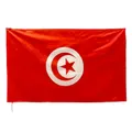 Bandera nacional de Túnez en poliéster con fondo rojo y símbolo de media luna blanca - Bandera de Túnez