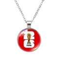 2026 World Cup mascot trophy circular pendant necklace with red background and silver chain - Red Number 26 and Trophy (62636908)