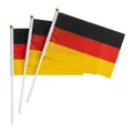 Three-piece set of German hand-held flags with durable polyester and white plastic poles - German Hand-Waving Flag with Pole