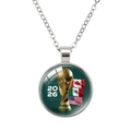 Round glass pendant necklace with 2026 World Cup trophy and flags in silver finish - 2026 Event Flags Combination (62636909)