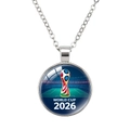 Silver 2026 World Cup mascot glass pendant necklace with trophy design on white background - 2026 World Cup Official Emblem Blue (62636910)