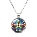 Silver chain necklace featuring 2026 World Cup trophy graphic pendant in round glass dome - 2026 World Cup Host Cities Trophy (62636913)