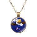 Antique bronze football necklace featuring cartoon mascot pendant on a white background - Cartoon Soccer Eagle (62637001)