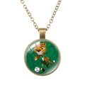 Vintage bronze necklace with World Cup Zakumi mascot mascot pendant in glass cabochon - 2010 World Cup Mascot Zakumi (62637002)