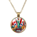 Bronze 2026 World Cup glass pendant necklace featuring USA Mexico Canada tournament motifs - 2026 World Cup Host Landmarks (62637011)