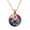 Antique bronze necklace with 2026 World Cup logo and trophy under glass dome - FIFA World Cup 2026 Official Logo (62637012)