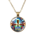 Retro bronze necklace featuring FIFA 2026 World Cup mascot and trophy pendant - 2026 World Cup Host Cities Trophy (62637013)