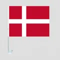 Denmark car flag with white plastic holder made of durable polyester for windows - Buckle Style