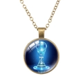 Antique bronze necklace featuring 2026 World Cup trophy emblem under glass cabochon - FIFA 2026 Blue Shadow Trophy (62637018)