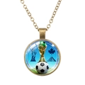 Vintage bronze soccer necklace with glass pendant featuring World Cup trophy design - 2026 World Cup Panoramic Multi-Element (62637020)
