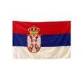 Bandera nacional de Serbia de poliéster con escudo para eventos del Mundial - Serbia