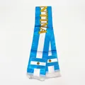 Écharpe de supporter d'Argentine en satin bleu et blanc avec texte doré ARGENTINA et franges - Argentine
