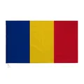 Bandera de poliéster azul amarillo rojo con costuras dobles duraderas y cuerdas blancas - Rumania