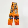 Dutch football fan scarf in bright orange satin featuring Netherlands lion crest and tassels - Netherlands Style