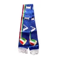 Deep blue satin Italia fan scarf with national flag stripes and white tassels - Italy Style 2