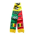 Senegal football fan scarf in green yellow red satin with fringes and bold lettering - Senegal