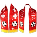 Switzerland football fan scarf in vibrant red with white cross and yellow tassels - Switzerland Style 1